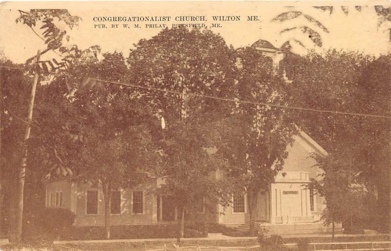 WILTON MAINE CONGREGATIONALIST CHURCH ZIM SEPIA POSTCARD 1910s