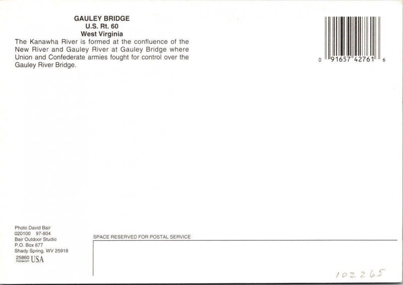 Gauley Bridge WV West Virginia KANAWHA RIVER CrossesCivil War Site 4X6