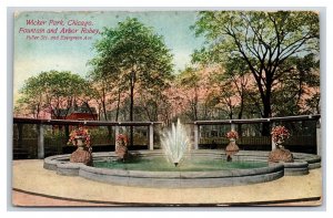Wicker Park Fountain Chicago Illinois IL UNP DB Postcard Y2