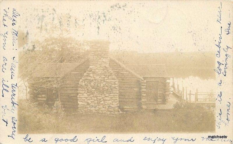 1905 Jamaica New York Log Cabin RPPC Real photo postcard 6842