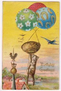 Birthday, Cat & Ballons