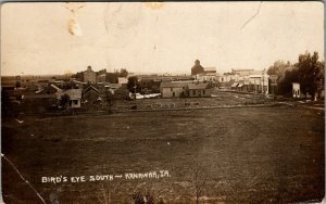 Kanawha Iowa~Bird's Eye View South~Big Grain Elevators~Dirt Main St 1914 RPPC