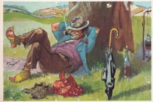 The Riches of Contentment Tramp Drunk by Gilroy Comic Postcard