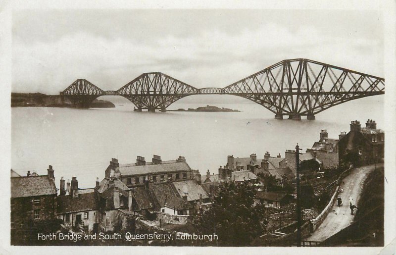 Postcard Scotland Edinburgh Forth Bridge and South Queensferry