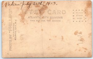 1913 Atlantic City, NJ Man Woman RPPC Real Photo Phillips Souvenir Postcard A122
