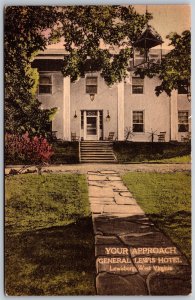 Vtg Lewisburg West Virginia WV General Lewis Hotel Hand Colored 1940s Postcard