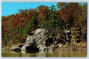 1960 Parke County Indiana Postcard Bank Sugar Creek Turkey Run State Park Forest