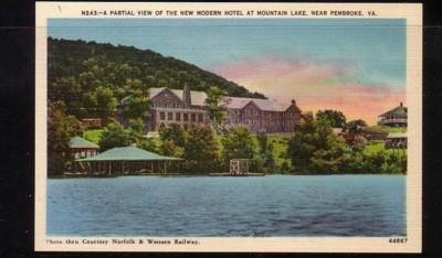 Virginia Postcard New Hotel Mtn Lake near Pembroke
