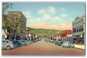 c1940 Second Street Looking North Classic Cars Raton New Mexico Vintage Postcard