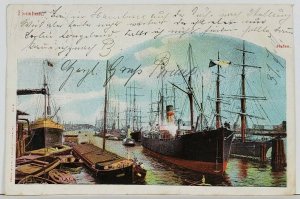 Germany Hamburg Harbor Port Ships 1901 Litho Postcard J12