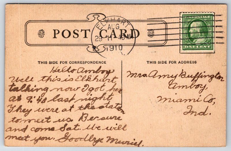 Elkhart Indiana~New Library~1910 B&W Postcard