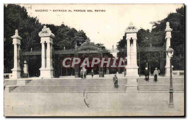 Old Postcard Madrid Entrada al Parque del Retiro
