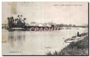 Old Postcard Sens Yonne and The Island of the two bridges