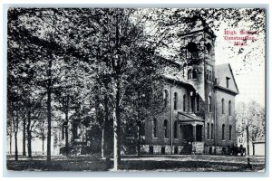 1912 High School Exterior Building Constantine Michigan Vintage Antique Postcard