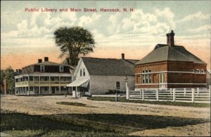 Hancock NH Library & Main St. c1910 Postcard 