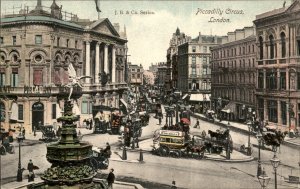 London England Piccadilly Circus Busy Scene c1900-20s Vintage Postcard