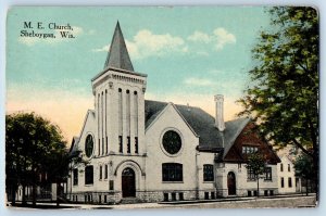 Sheboygan Wisconsin Postcard M. E. Church Exterior Building Trees 1910 Unposted