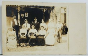 Rppc Group of Older People Posing for Photo c1908 Postcard O12