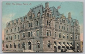 Peoria Illinois~Stone Construction US Post Office~Horse & Tiny Buggy~c1910