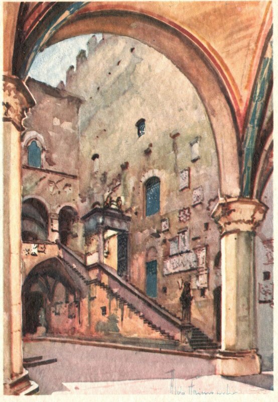 Postcard Pretor's Palace Courtyard And Staircase Firenze Florence Italy