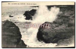 Old Postcard The Edge of cean Study waves