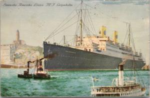 Svenska Amerika Linien MF Gripsholm Ship Boat c1927 Vintage Postcard E19