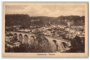 c1920's Bridge Building View in Clausen Luxembourg Unposted Antique Postcard