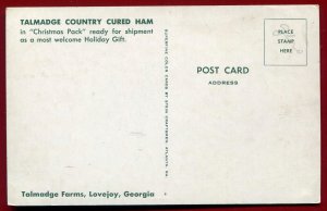 Lovejoy Georgia Talmadge Country Cured Ham chrome advertising postcard 