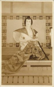 PC KABUKI THEATER SAMURAI JAPAN REAL PHOTO POSTCARD (a19842)