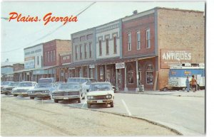 Home of Jimmy Carter PLAINS, GEORGIA Street Scene 1970s Cars Vintage Postcard