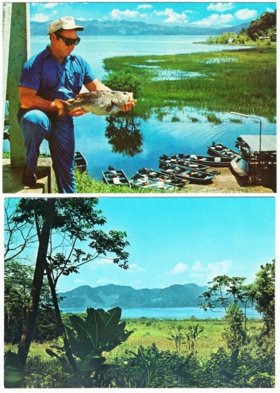 Honduras Lake Yojoa Bass Fishing at Motel 2 Postcards 1960s-1970s