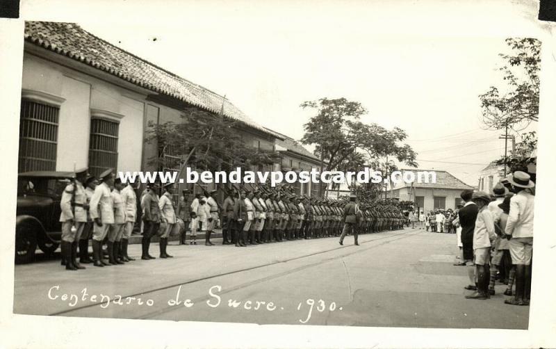 colombia, Centenario de Sucre, Militairy (1930s) RPPC 