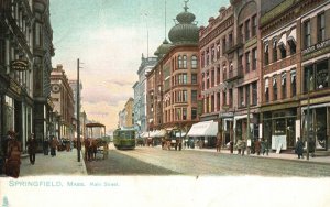 Vintage Postcard Main Street Springfield Massachusetts Raphael Tuck & Sons Pub.