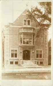 Vermont 1916 Bennington New Masonic Temple RPPC Photo Postcard 21-14510