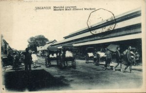 PC CPA SINGAPORE, MARCHÉ COUVERT, MARKET HALL, Vintage Postcard (b18716)