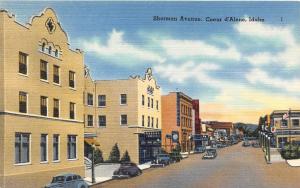 COEUR D'ALENE, ID  Idaho  SHERMAN AVE STREET SCENE-Wilma, Cars  c1940's Postcard