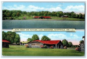 Bath House Pavilion Lake Wedington Fayetteville Arkansas AR Dual View Postcard