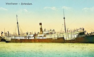 Vintage Postcard Netherlands Waalhaven Harbor Rotterdam