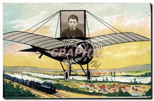 Old Postcard Photography Children Plane Train