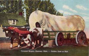 KEARNEY NEBRASKA COVERED WAGON~GOLDEN GATE OR BUST~WHERE THE WEST BEGINS POSTCAD