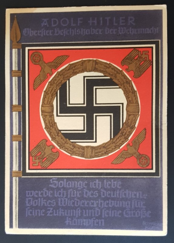 GERMANY THIRD 3RD REICH ORIGINAL POSTCARD WWII KLEIN WEHRMACHT FLAGS & STANDARDS
