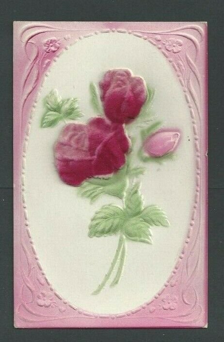 Ca 1911 Post Card Congratulations Flocked & Embossed