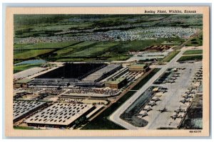 Wichita Kansas KS Postcard Bird's Eye View Of Boeing Plant c1940s Vintage Planes