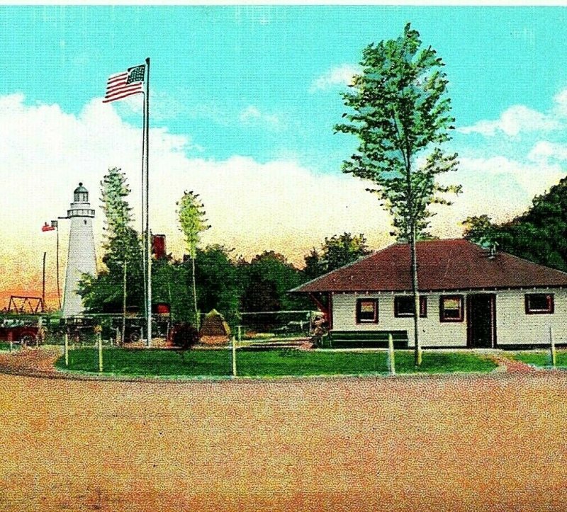 Porta Huron Michigan Mi Tourist Camp Luce Casa Park Unp Vintage Lino Cartolina