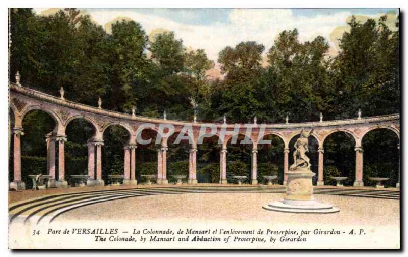 Old Postcard Park of Versailles Colonnade Mansard and I & # 39enlevement Pros...