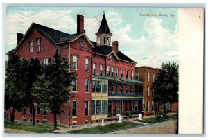 1908 Sanatarium Building Dirt Road Entrance Olney Illinois IL Posted Postcard 