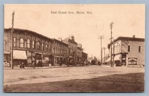 BELOIT WI EAST GRAND AVENUE 1908 ANTIQUE POSTCARD