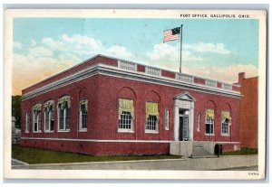 Gallipolis Ohio Postcard Post Office Exterior Building View 1920 Vintage Antique