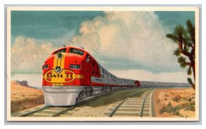 The Famous Santa Fe Streamlined Fleet Postcard Railroad Trains 