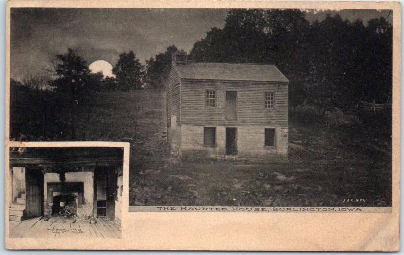 1900s Burlington Iowa Postcard The Haunted House Front